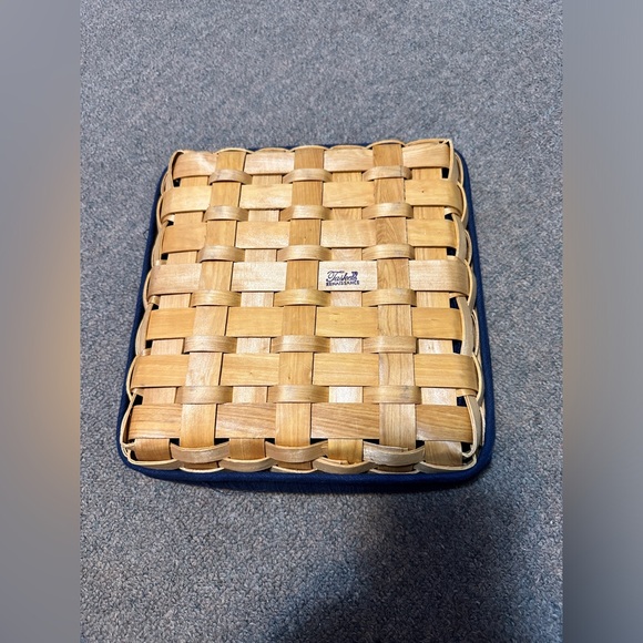 TASKETS RENAISSANCE BASKET w Blue Cloth Fabric/Clear Vinyl Protector 9.5” - Picture 8 of 11